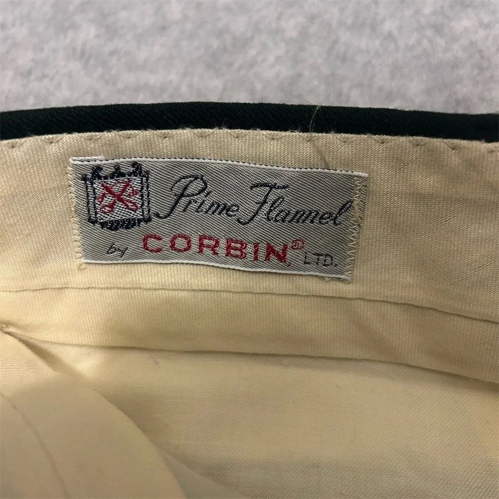 Vintage Corbin Pants Men's 36 Green Dress Prime Flannel Straight Mac Hugh Inc.